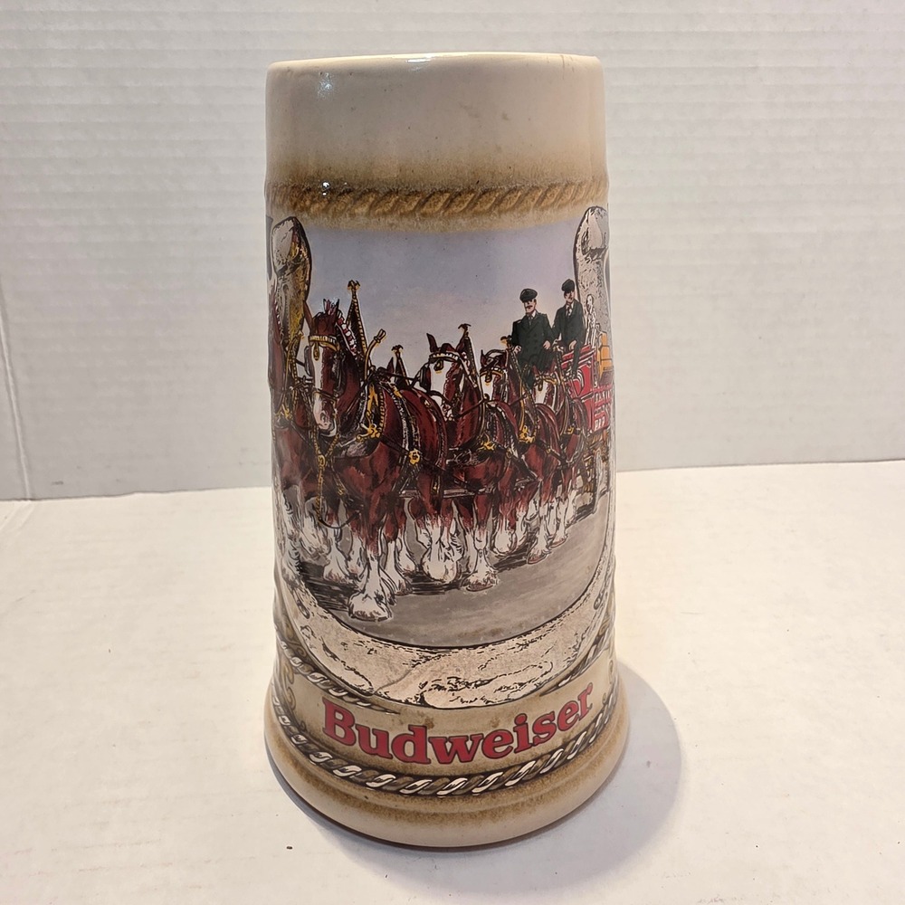 Vintage Budweiser Clydesdale Beer Stein Staffel Stoneware West Germany 1980s